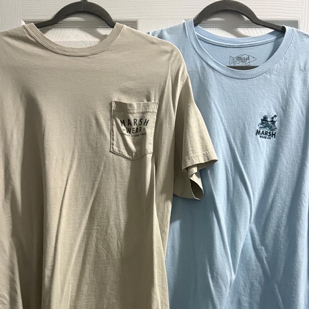 Men's Short Sleeve Tees - Beige and Light Blue